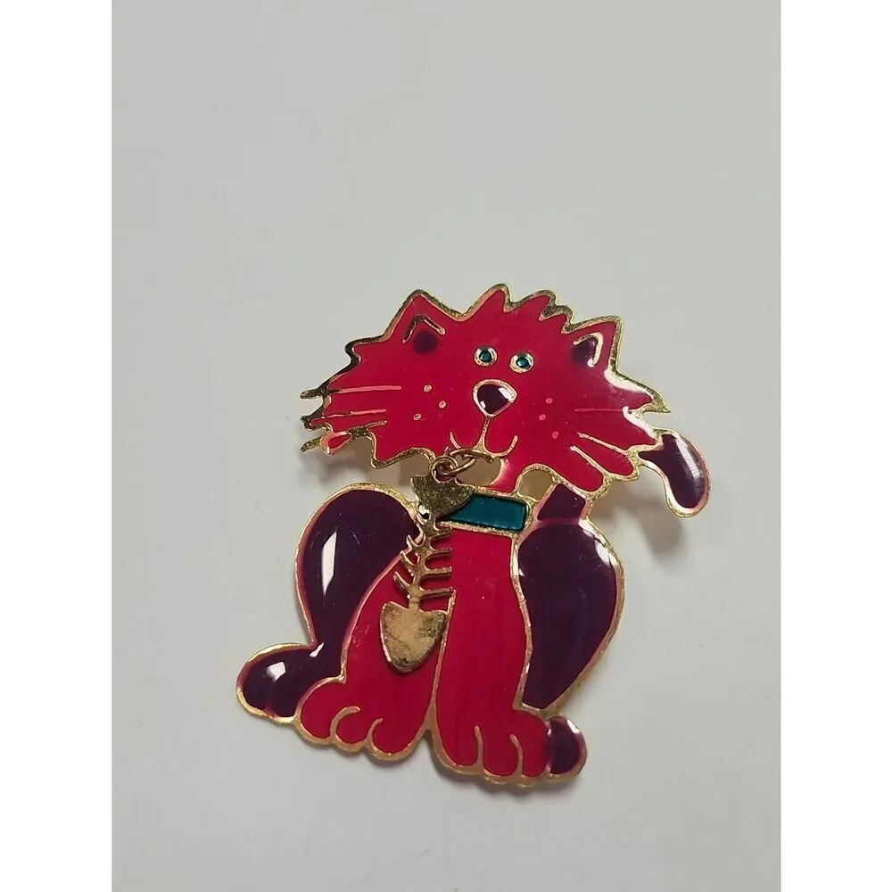 Pink and Purple Cat Enamel Pin for Cat Lovers